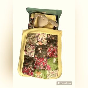 NEW Handmade Quilted bedding set made for Maileg mini Bunny doll 22cm